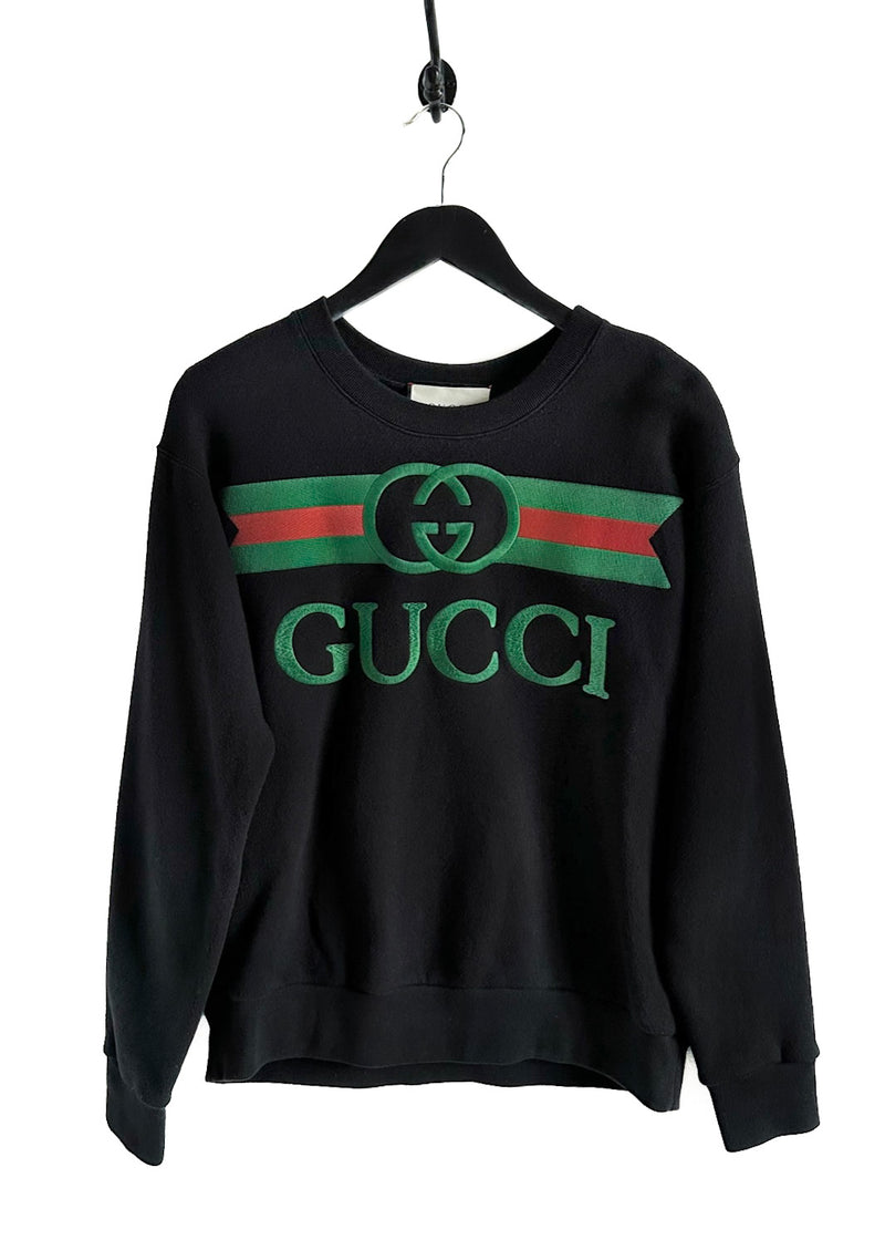 Gucci Black Embroidered Logo Sweatshirt