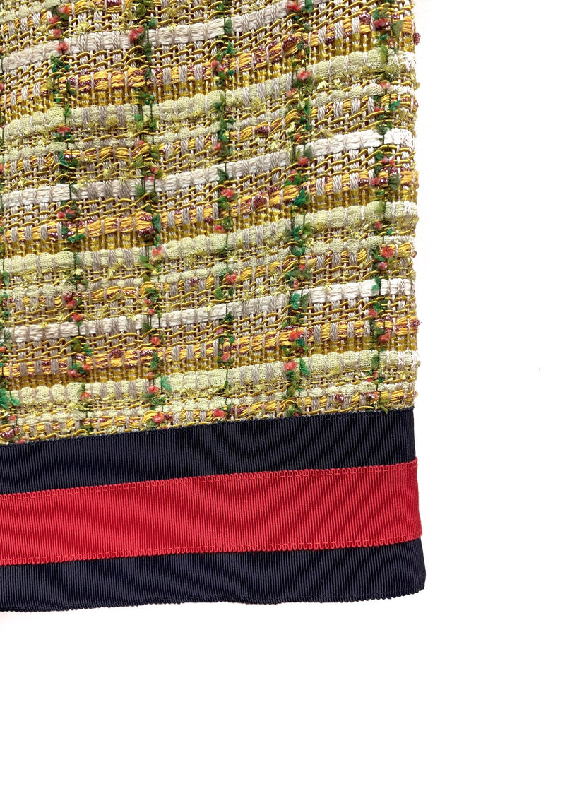 Gucci Tweed Web Trim Midi Skirt