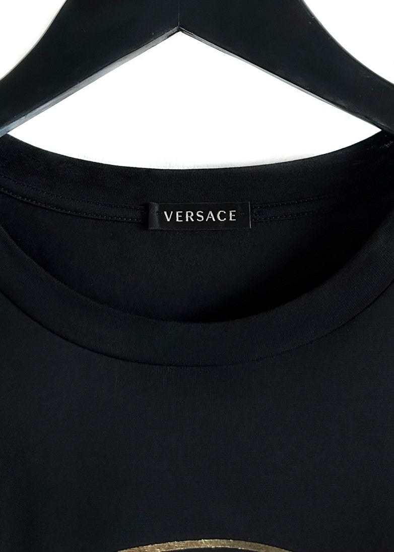 T-shirt noir Versace avec imprimé doré Medusa