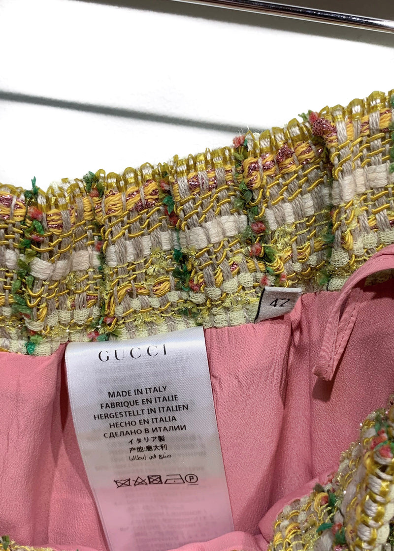 Gucci Tweed Web Trim Midi Skirt