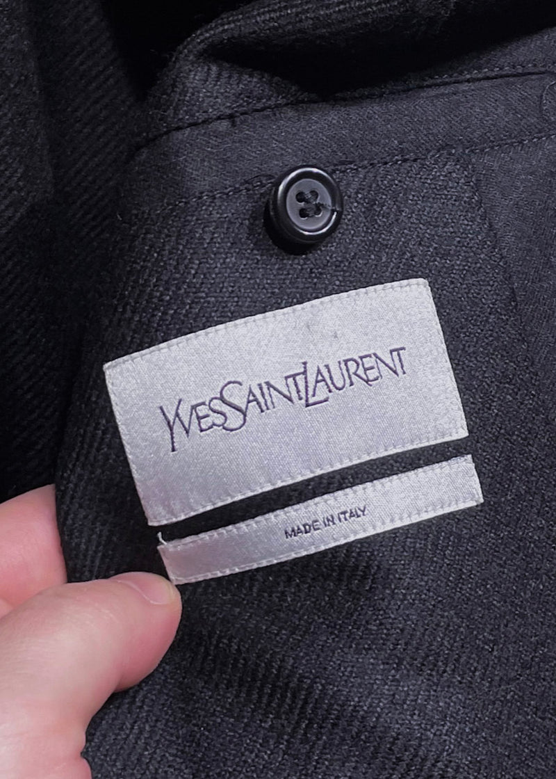 Manteau blazer matelassé en laine noire Yves Saint-Laurent