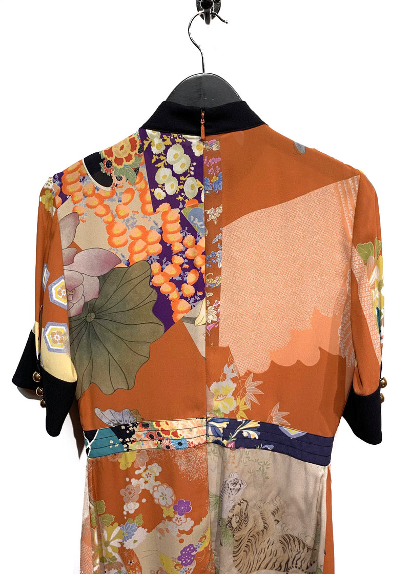 Gucci Runway Japanese Silk Floral Patchworks Dress