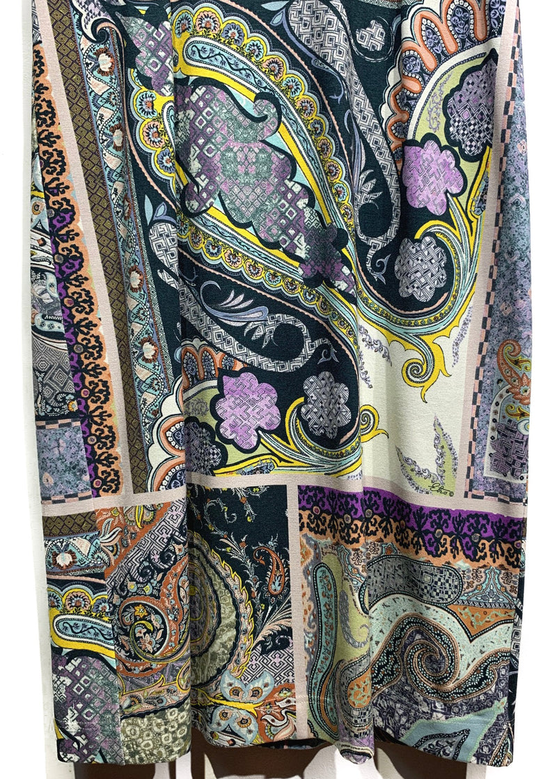 Robe à imprimé multicolores à manches courtes Etro en cachemire