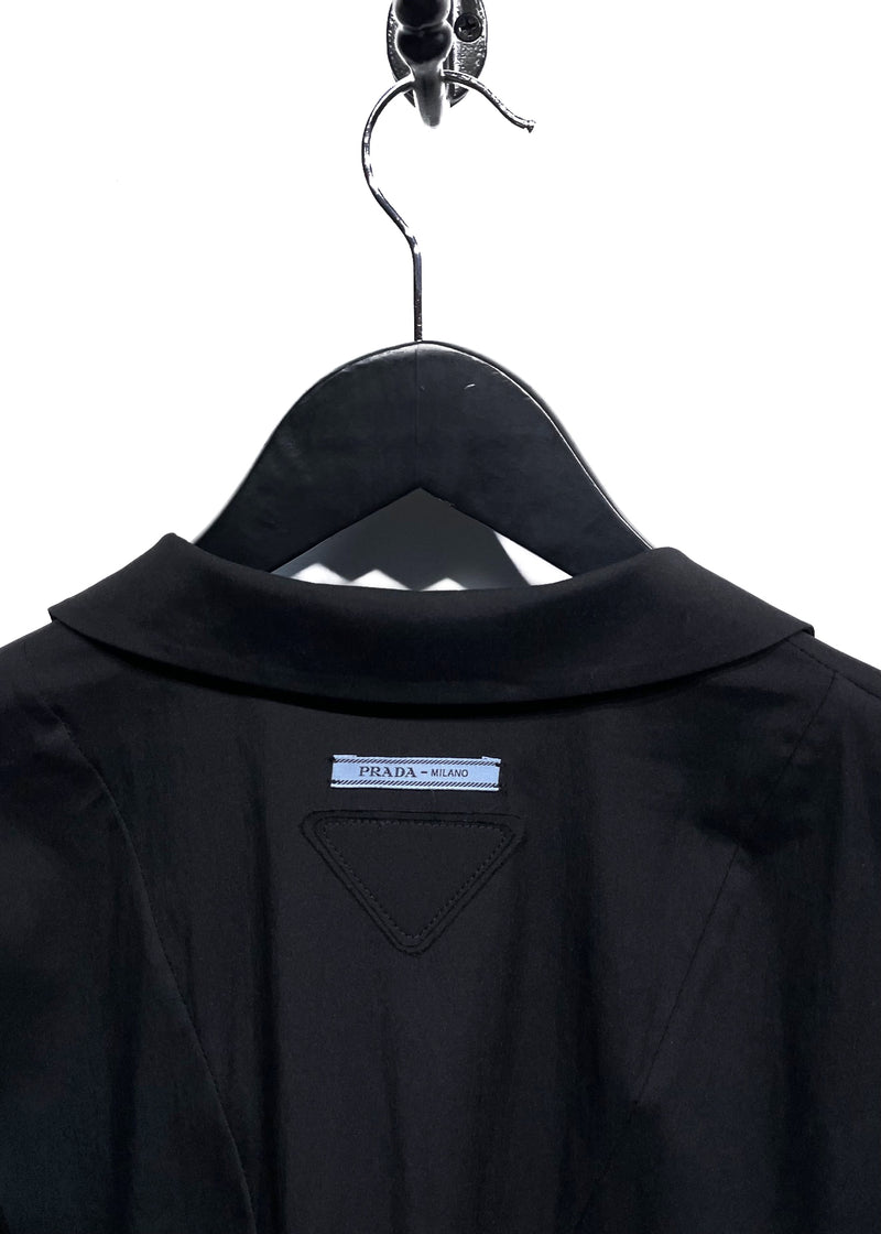 Blazer en mélange de coton Prada 2017 avec logo noir et emblème