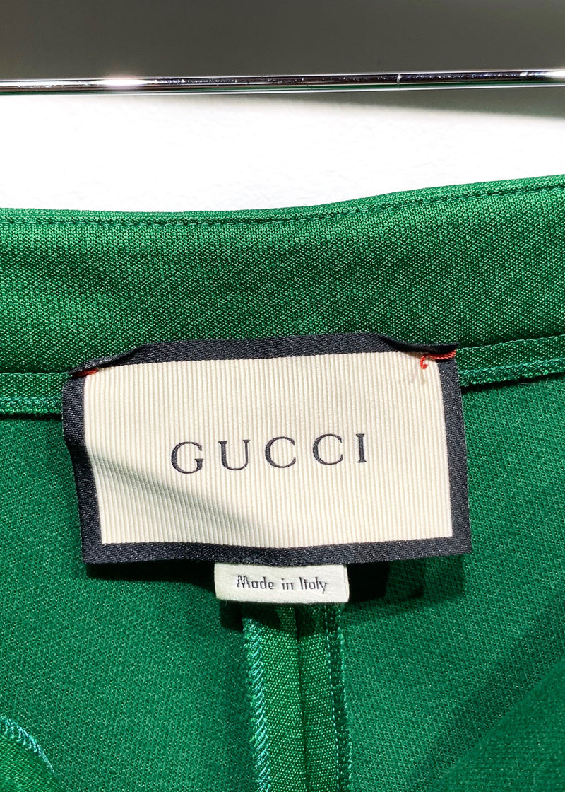 Pantalon legging vert à étriers Gucci 2017 brodés de fleurs et bande web