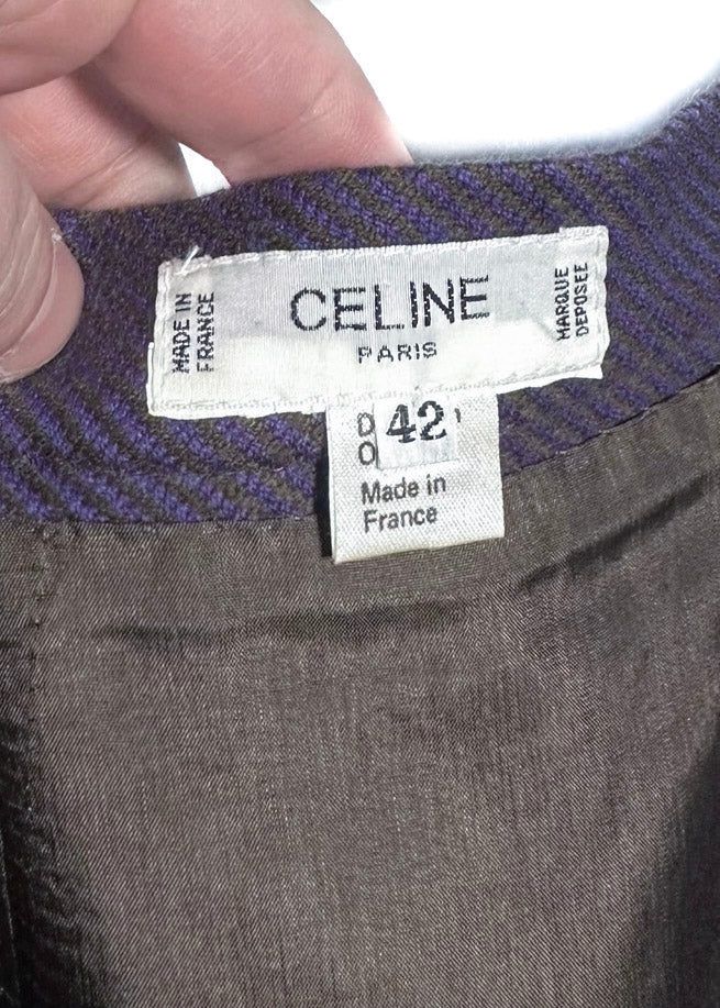 Céline Vintage Purple Diagonal Wool Skirt
