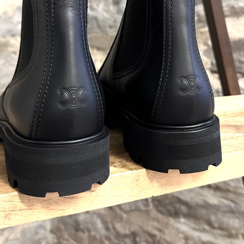 Celine Black Leather Margaret Lug Chelsea Boots