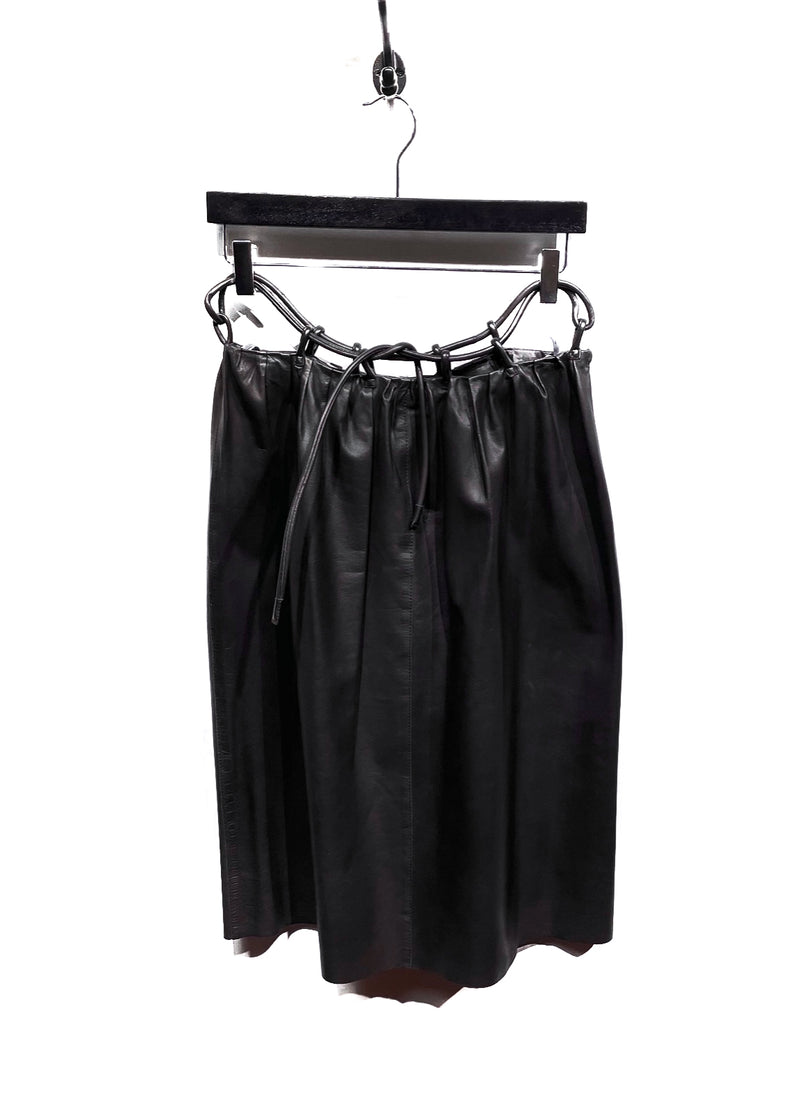 Gucci Tom Ford Rare Runway FW1999 Brown Leather Loops Skirt