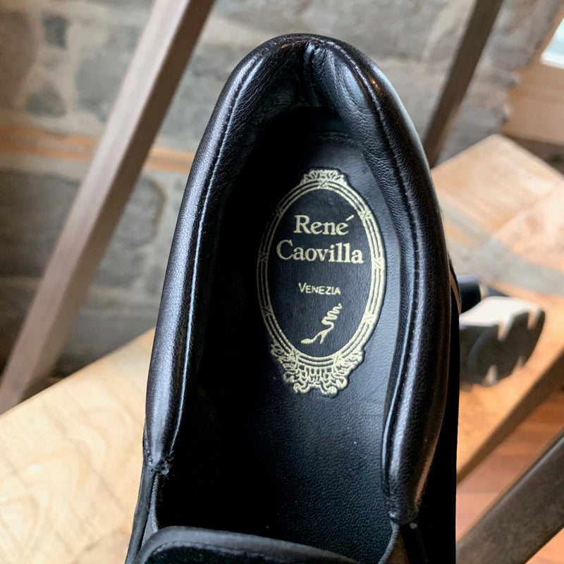 René Caovilla Black Velvet and Crystals Sneakers