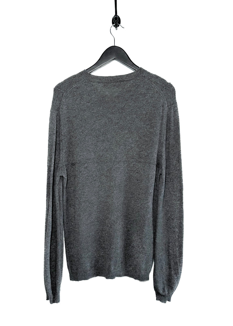 Marni Grey Wool Accented Seams V-neck Sweater