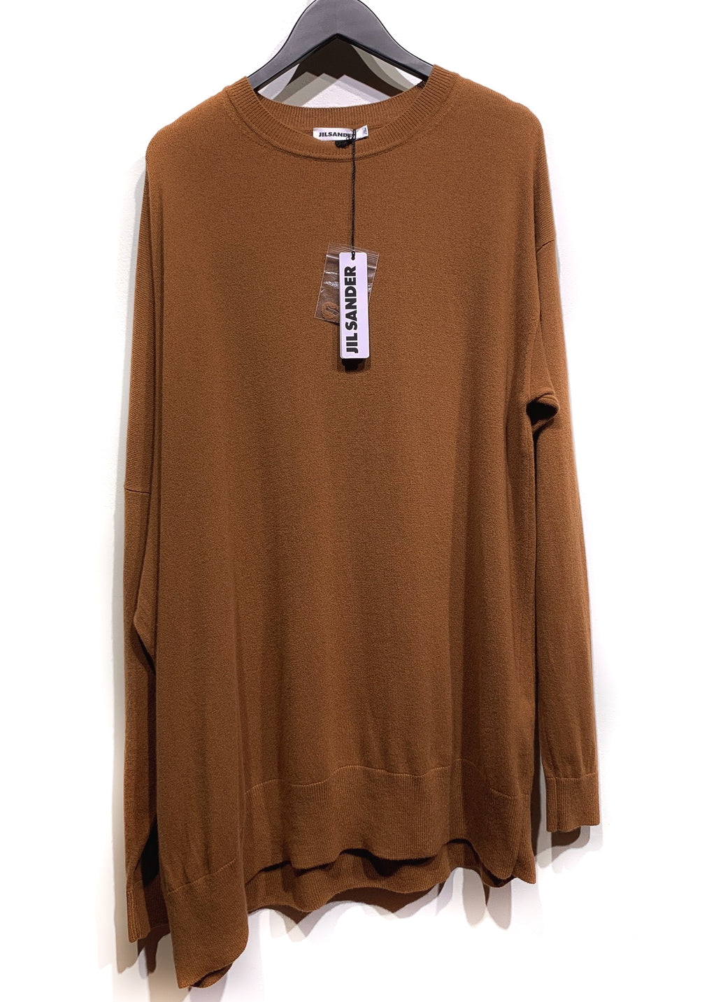Jil Sander Rust Camel Asymmetrical Wool Cashmere Blend Sweater