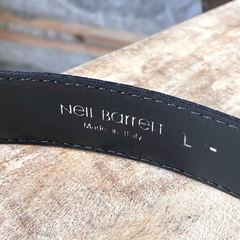 Neil Barrett Metallic Silver Leather Checkered Belt