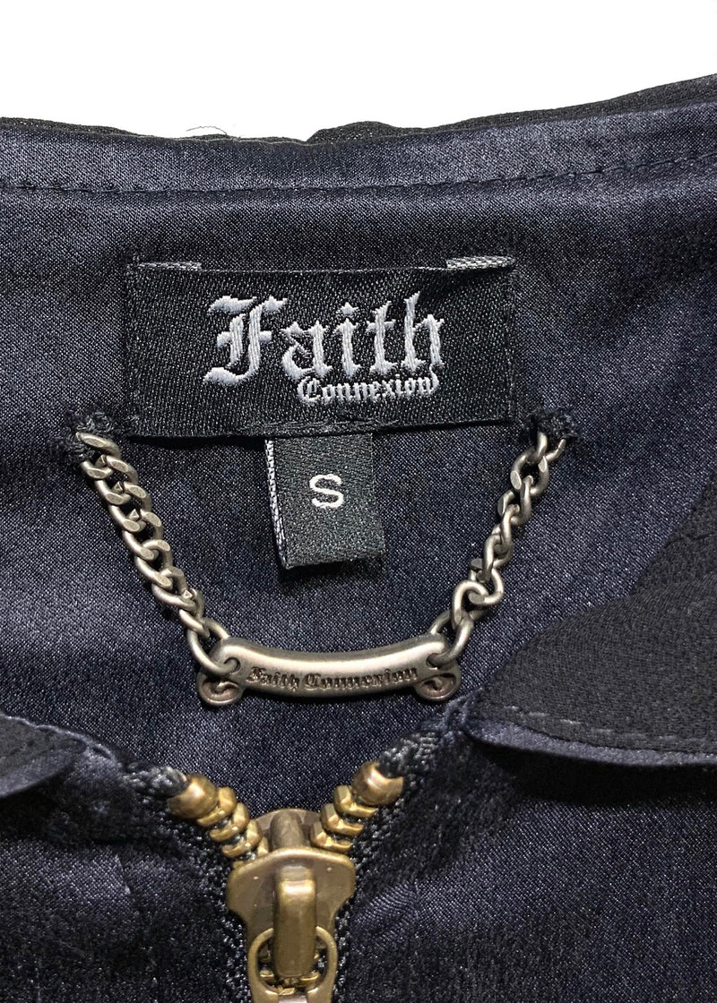 Sweat noir à capuche zippé Faith Connexion en soie et ornements