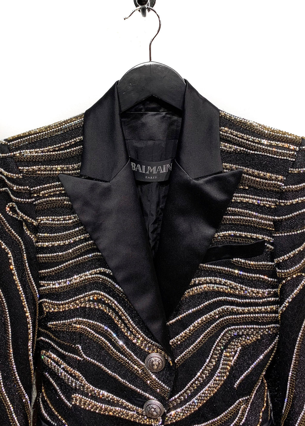 Balmain Zebra Beaded Embellished Tuxedo Blazer