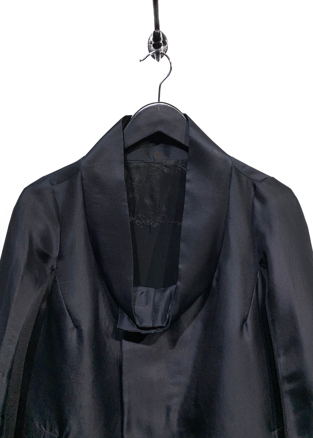 Rick Owens Black Silk Jacket with Rib Knit Inserts