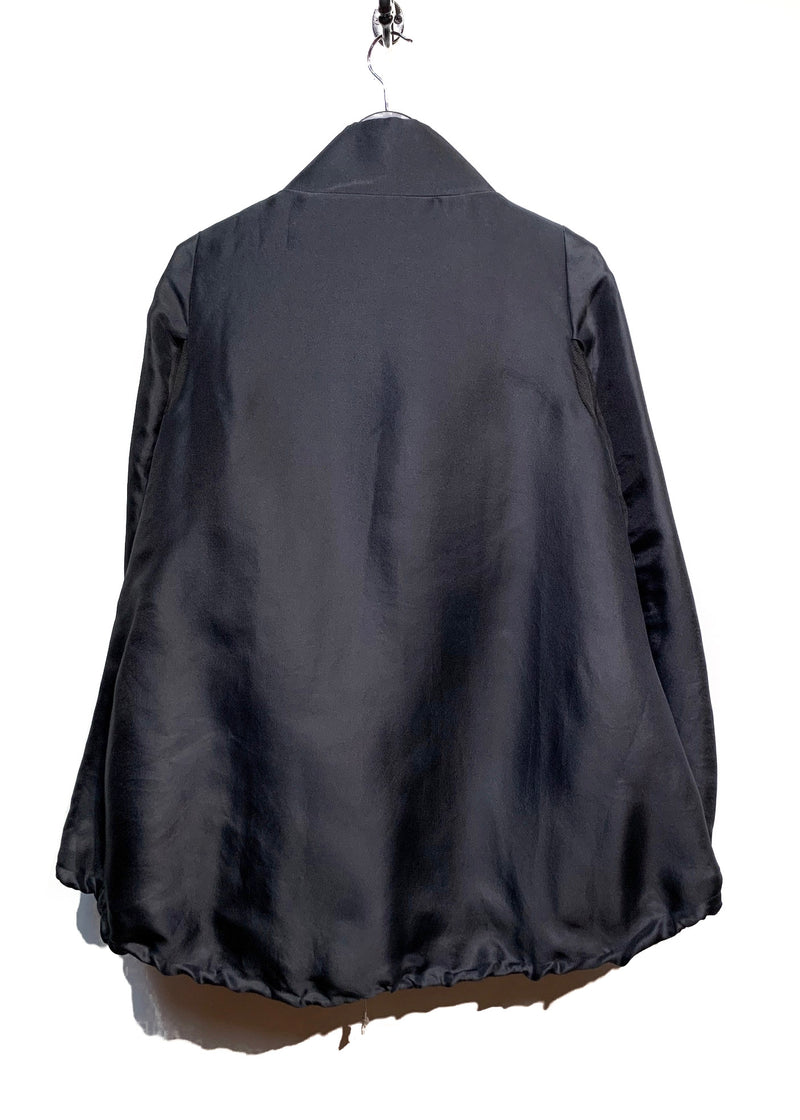 Rick Owens Black Silk Jacket with Rib Knit Inserts
