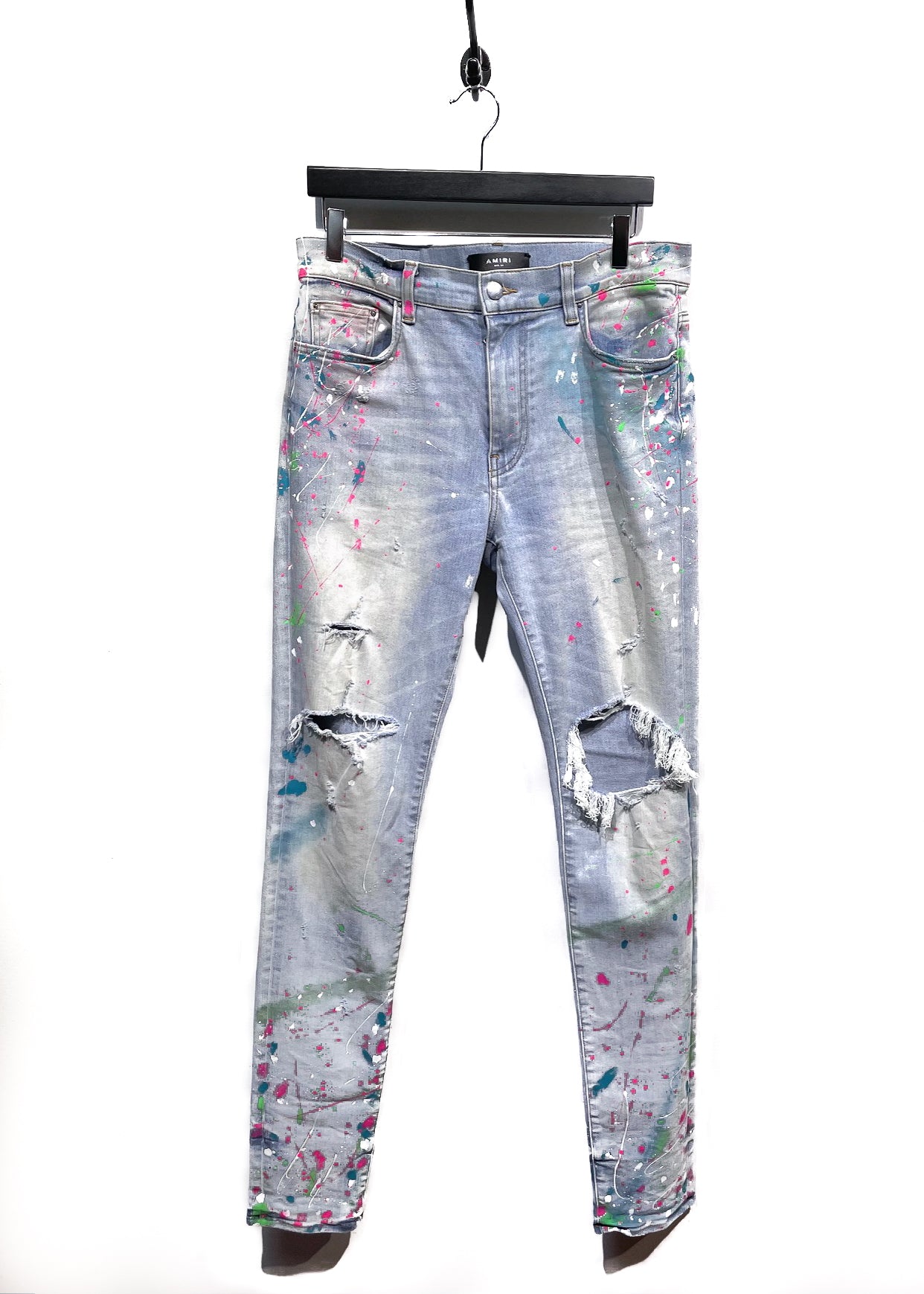 Amiri Light Blue Multicolour Paint Splattered Jeans – Boutique LUC.S