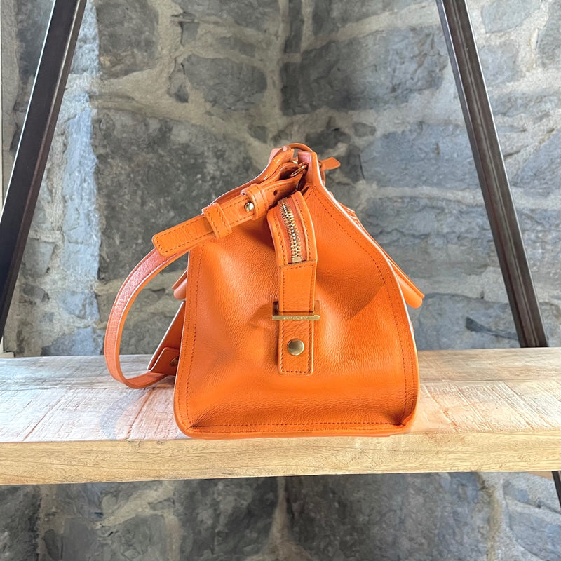 Petit sac à bandoulière Saint Laurent Chyc Cabas en cuir mandarine