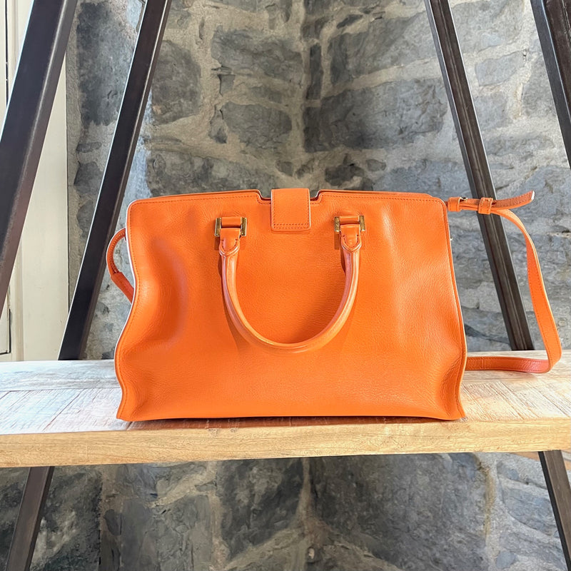 Saint Laurent Small Mandarin Leather Chyc Cabas Shoulder Bag