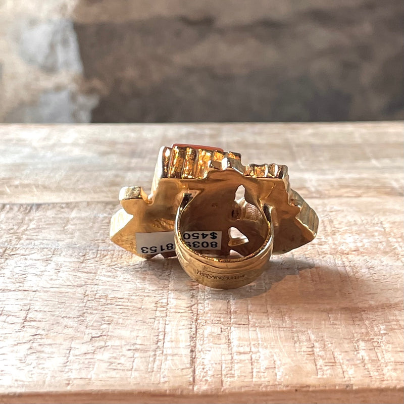 Yves Saint-Laurent Multi Stones Arty Gold Tone Ring
