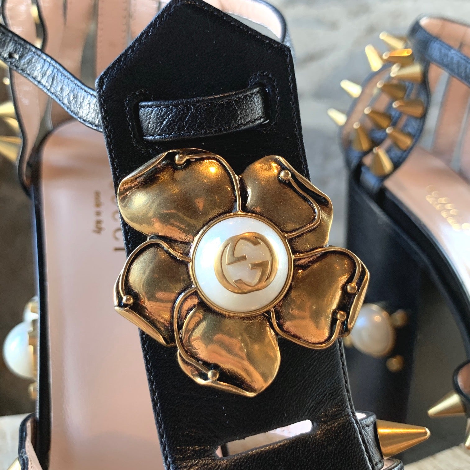 Gucci sandals with pearls hot sale