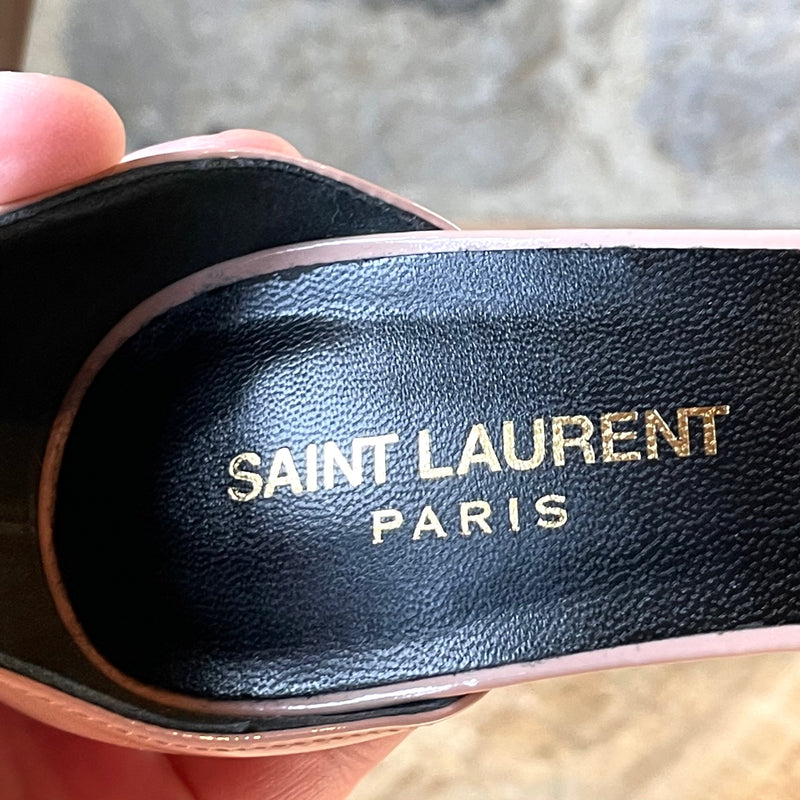 Saint Laurent Nude Patent Ankle Strap Sandals