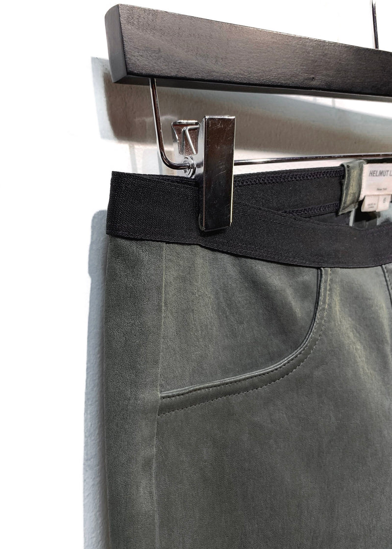 Pantalon legging en cuir extensible vert kaki Helmut Lang