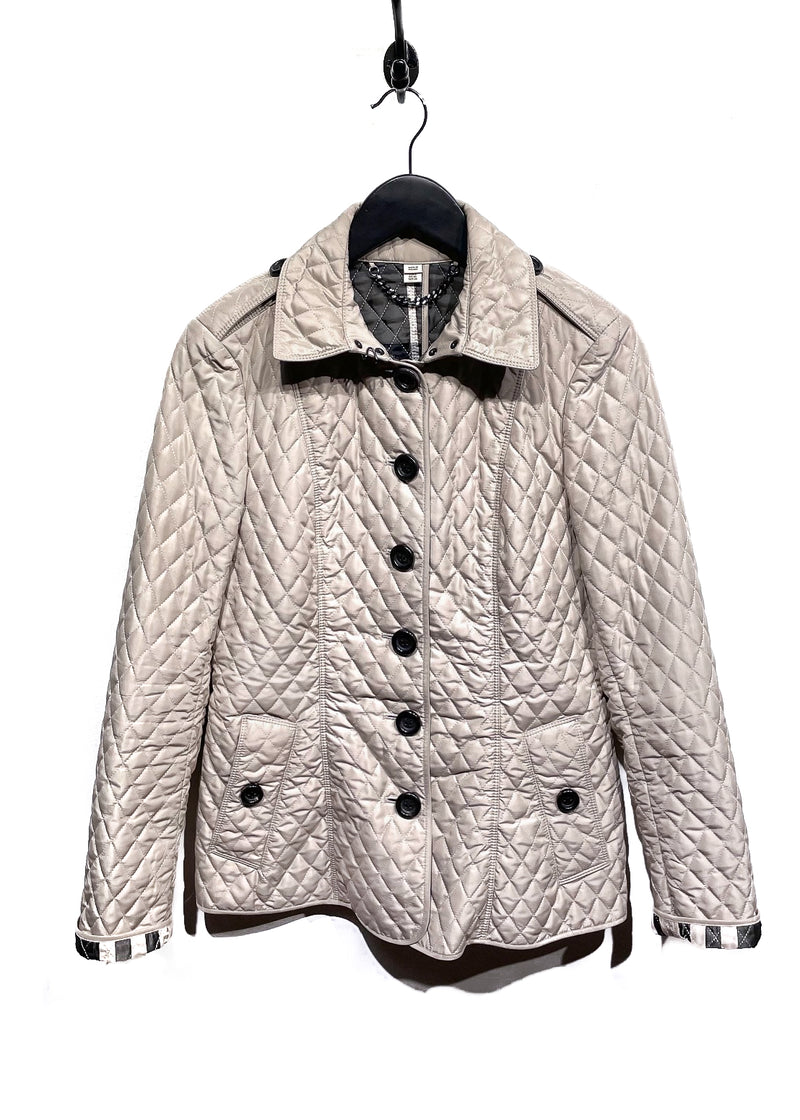 Burberry London Beige Horseferry House Quilted Buttoned Jacket