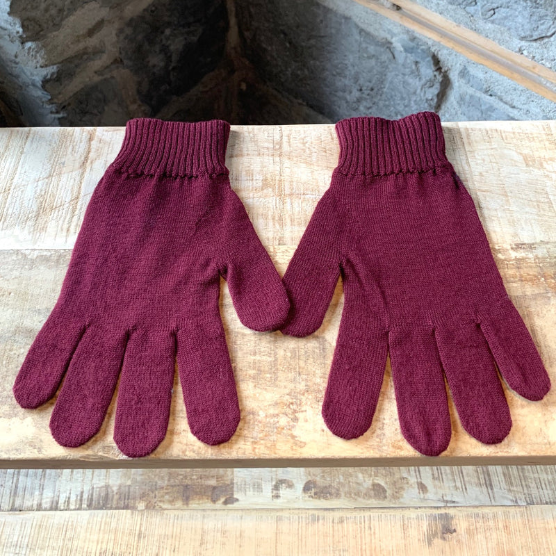 Louis Vuitton Burgundy Wool Knit Damier Gloves
