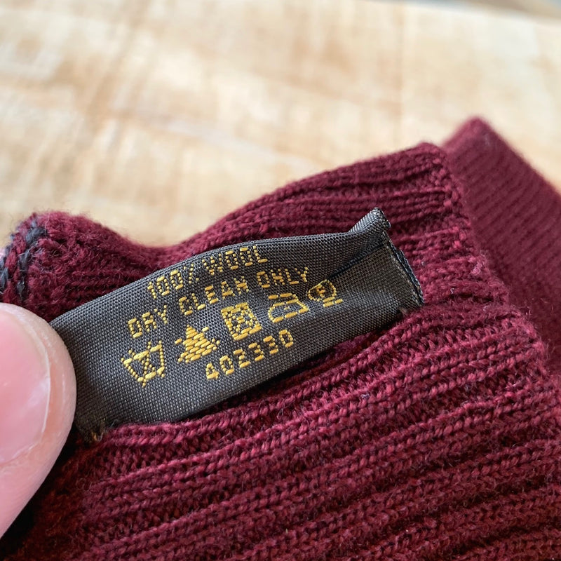 Gants bourgogne Louis Vuitton en laine avec motif damier