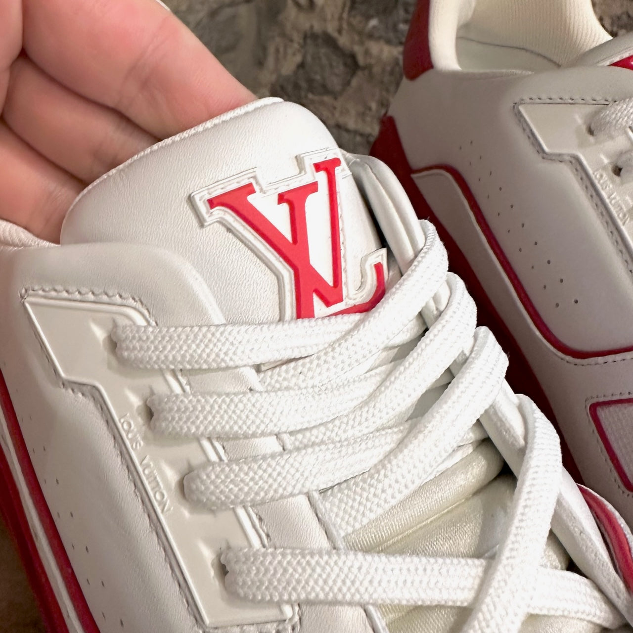 Louis Vuitton Virgil Abloh White Red Signature Low-top Sneakers