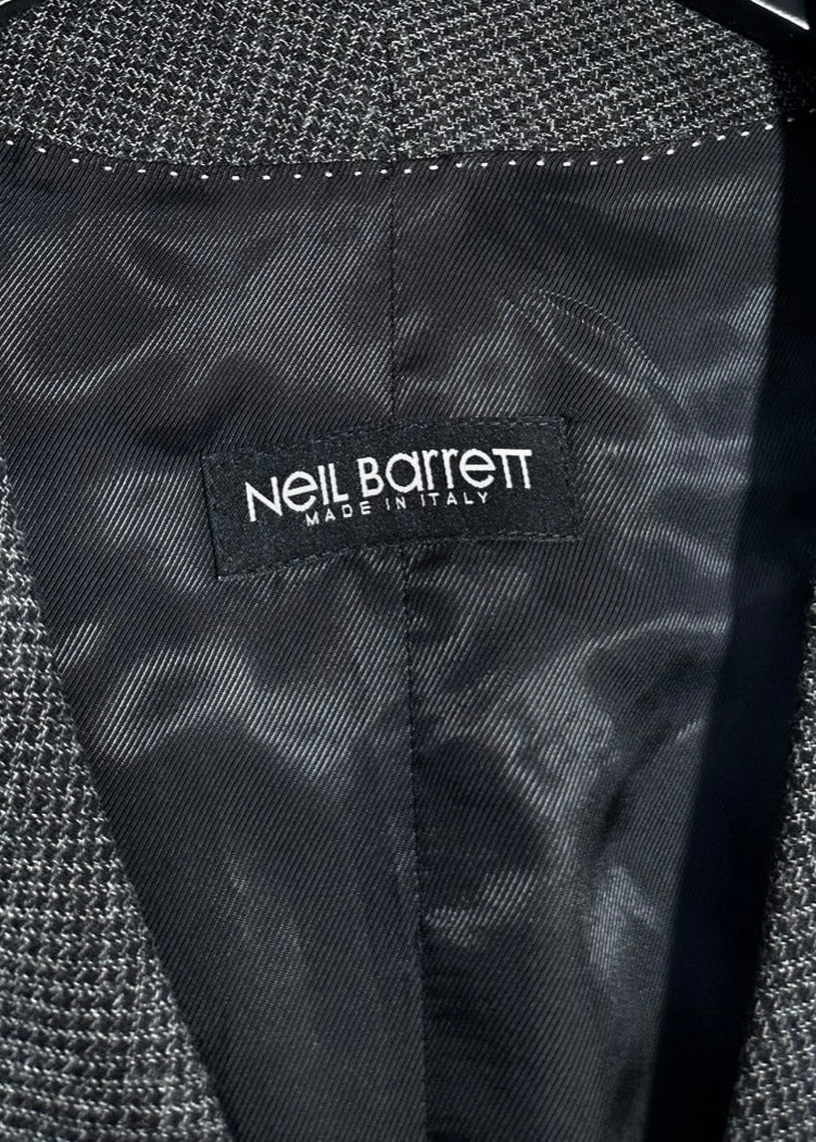 Gilet patchwork en laine gris noir Neil Barrett