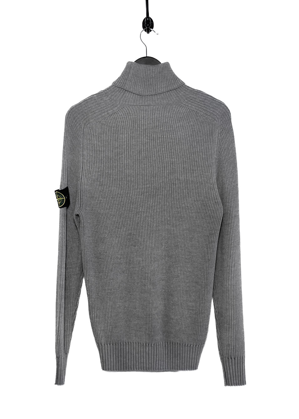 Stone Island Grey Ribbed Badge Turtleneck Sweater