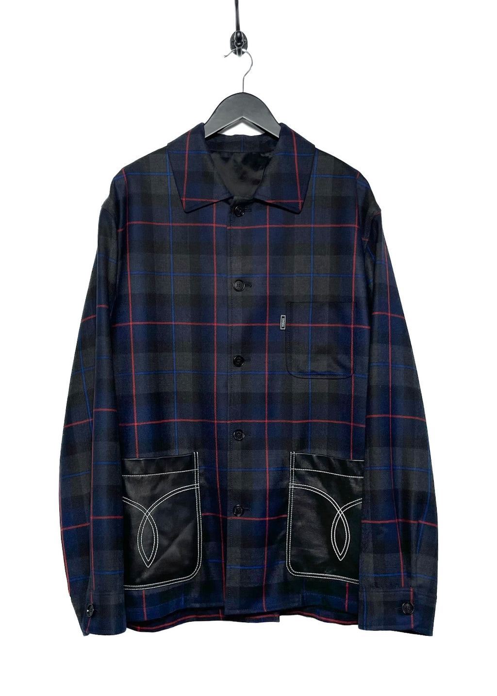 Versace Black Wool Checkered Buttoned Jacket