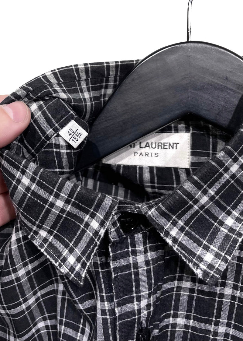 Chemise légère à carreaux noirs et blancs Saint Laurent 2017