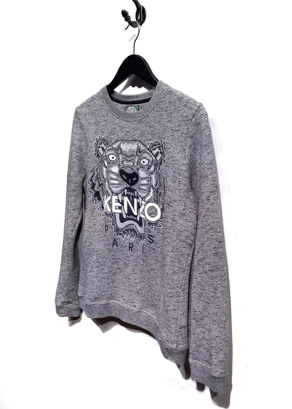 Kenzo Heather Grey Tiger Embroidered Sweatshirt
