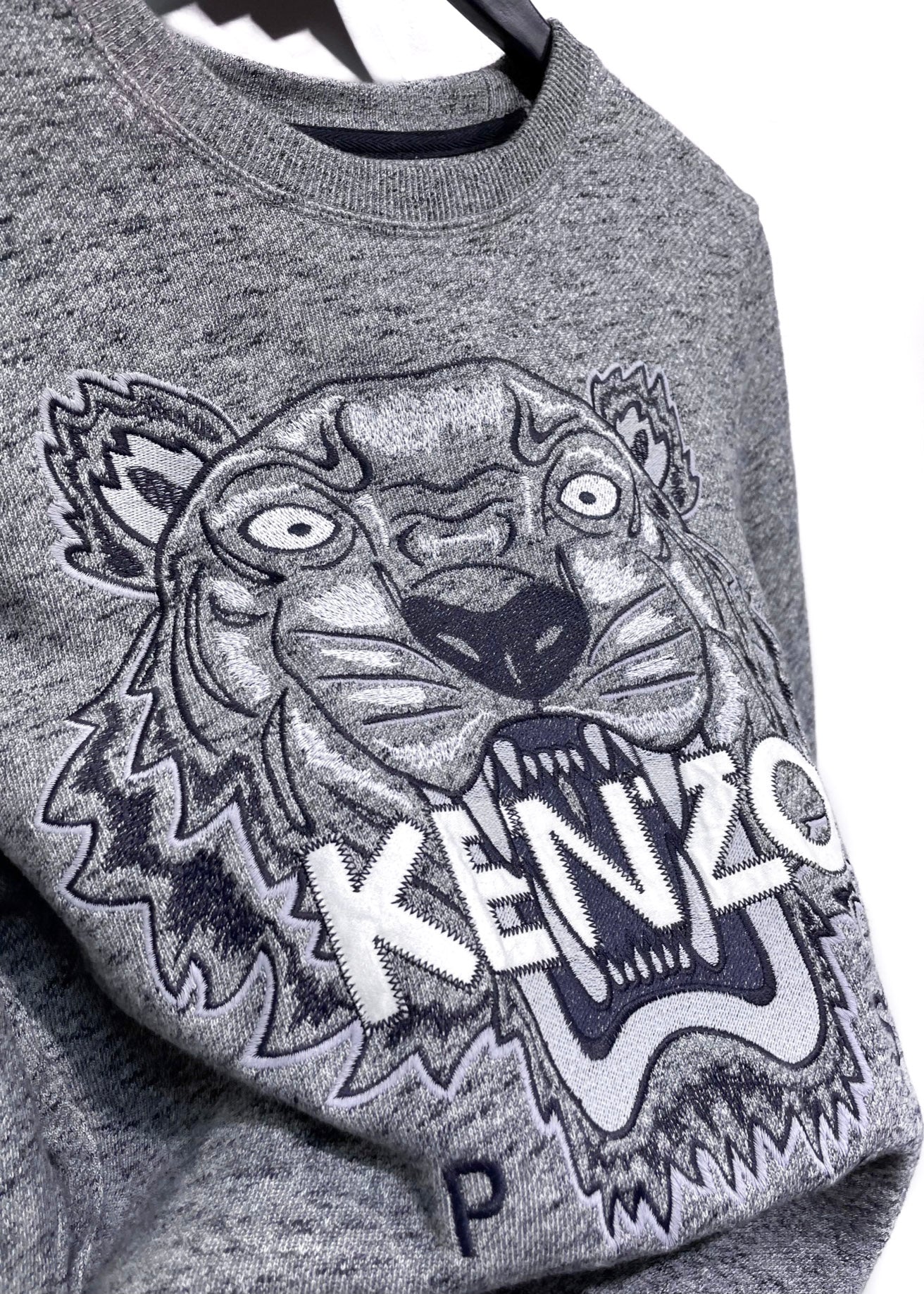 Kenzo Heather Grey Tiger Embroidered Sweatshirt – Boutique LUC.S