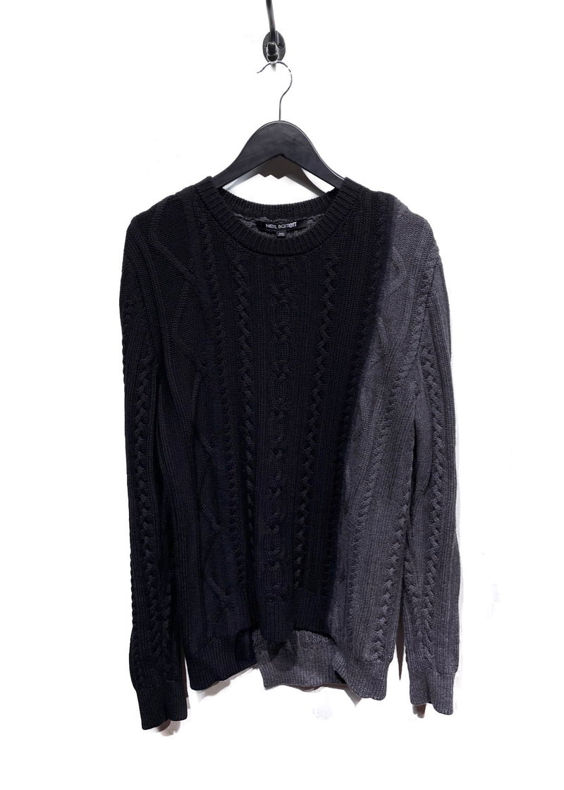 Pull asymétrique en tricot torsadé noir bicolore Neil Barrett