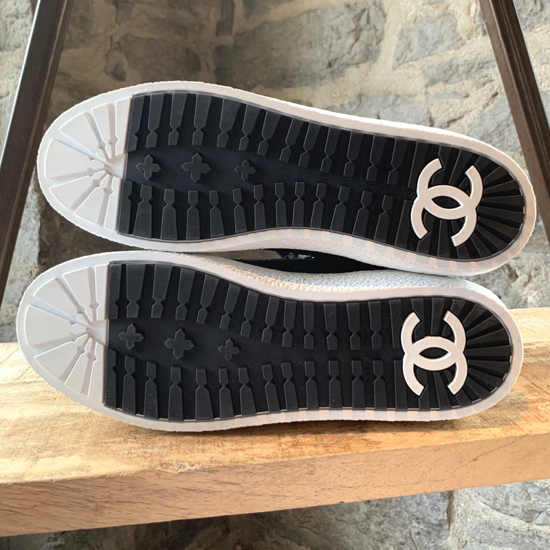 Chanel Black Suede Tweed Desert High-top Sneakers
