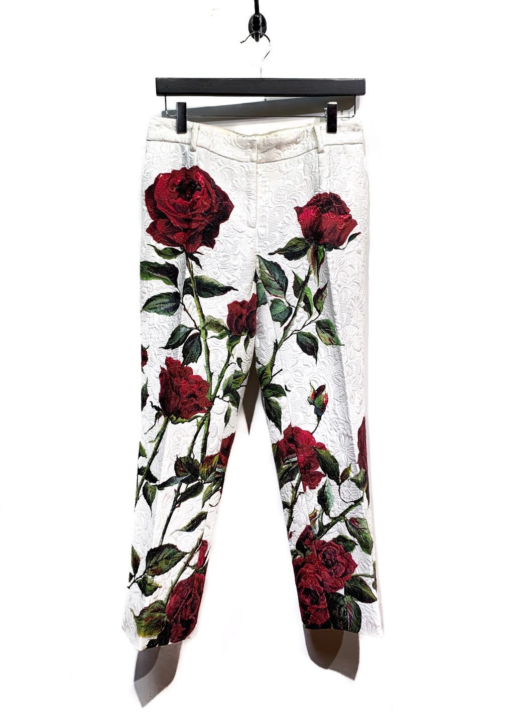 Dolce & Gabbana Rose Print Brocade Cropped Trouser