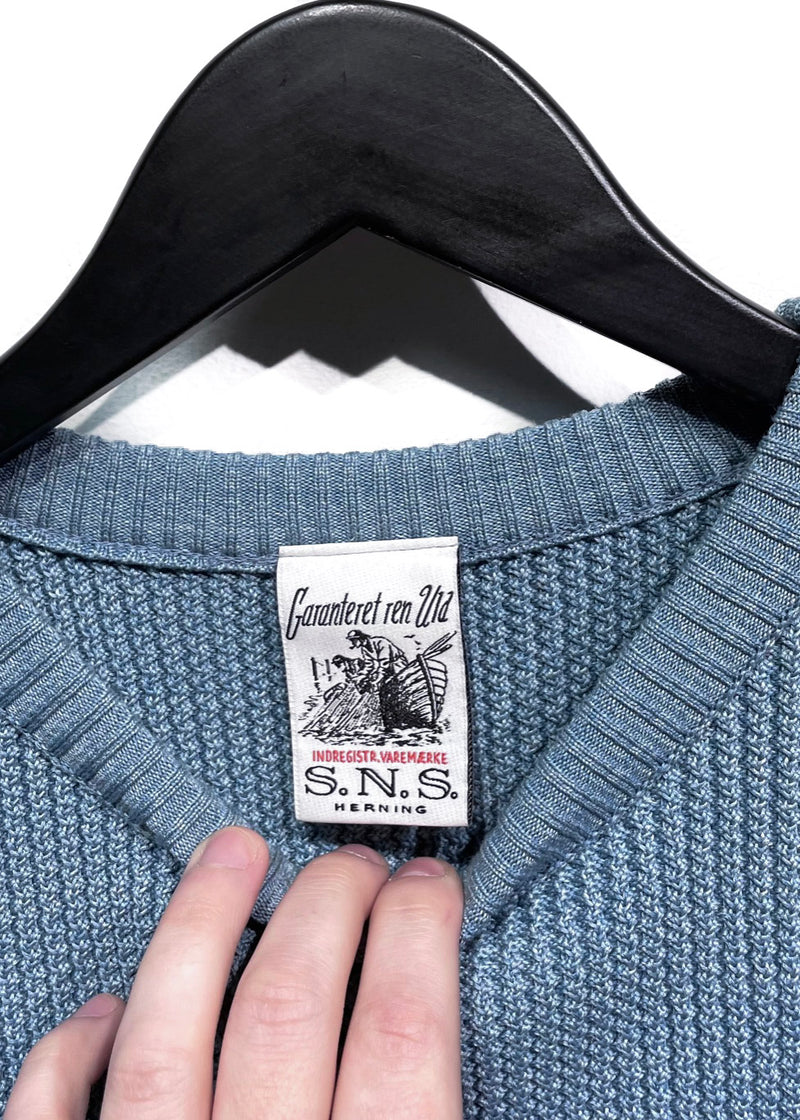 Pull en tricot de coton bleu clair S.N.S. Herning