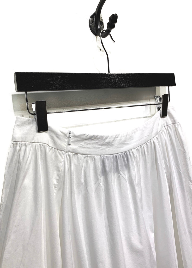 Cédric Charlier White Asymmetrical Ruffled Cotton Skirt