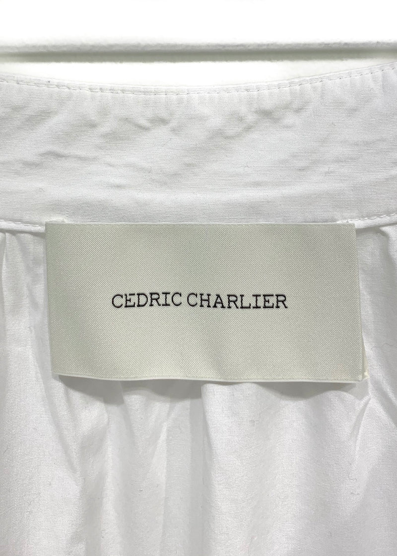 Jupe en coton blanc asymétrique et volants Cédric Charlier
