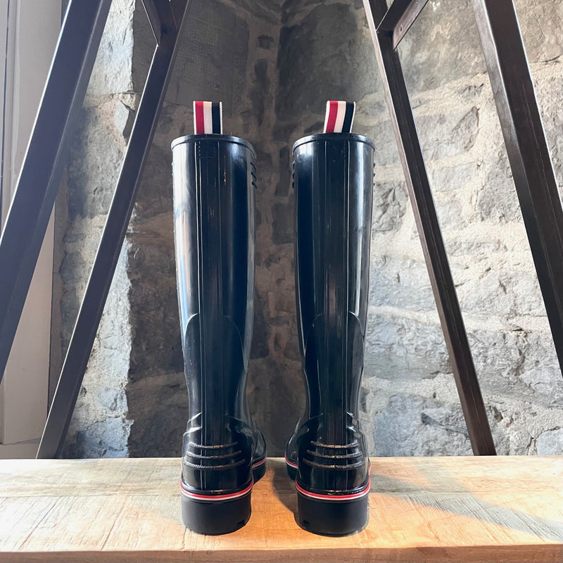 Thom Browne Black Wellington Rain Boots