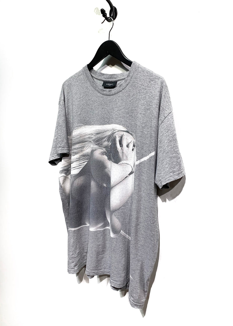 T-shirt imprimé fille pin-up Givenchy 2013 gris