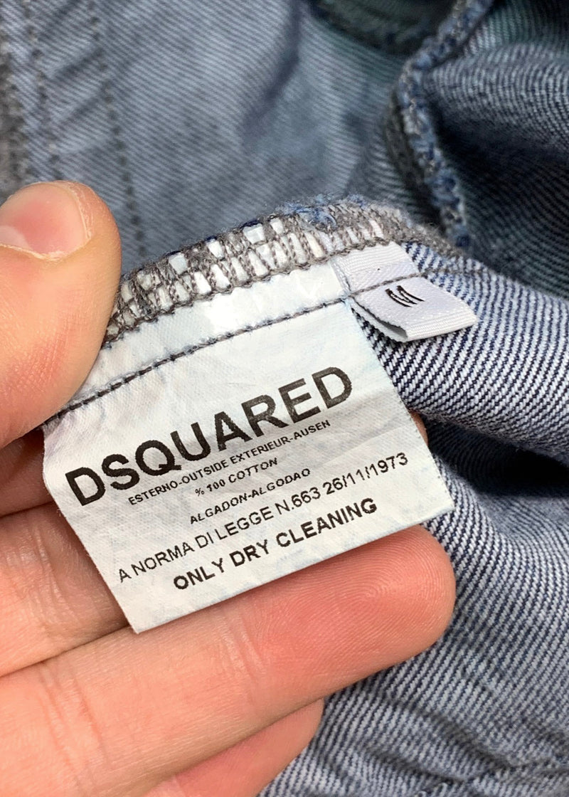 Dsquared2 Washed Blue Embroidered Button Denim Jacket