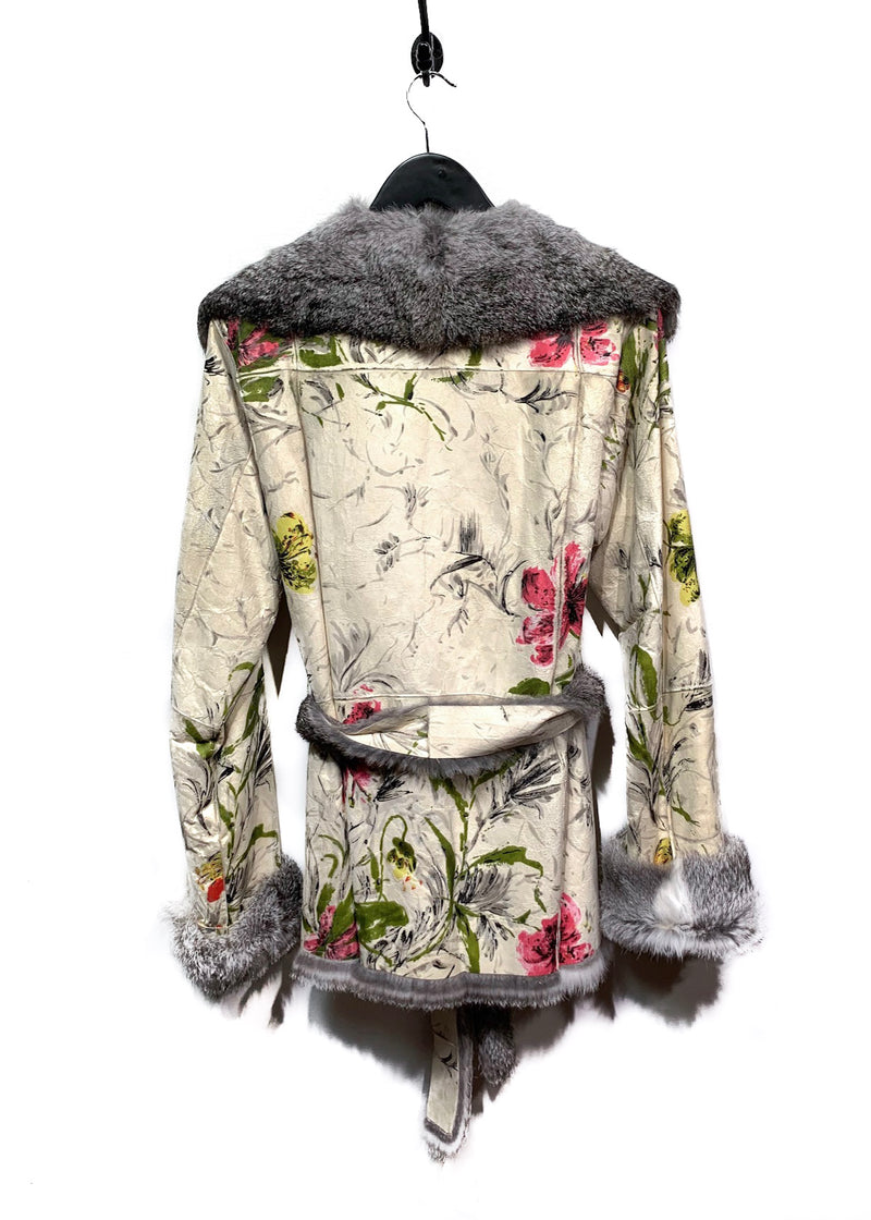 Manteau réversible en fourrure de lapin Dolce & Gabbana avec peinture florale