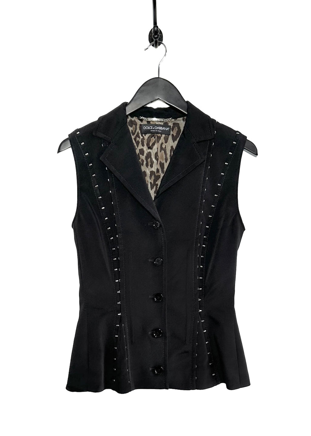 Dolce & Gabbana Black Hook & Eye Detail Buttoned Vest