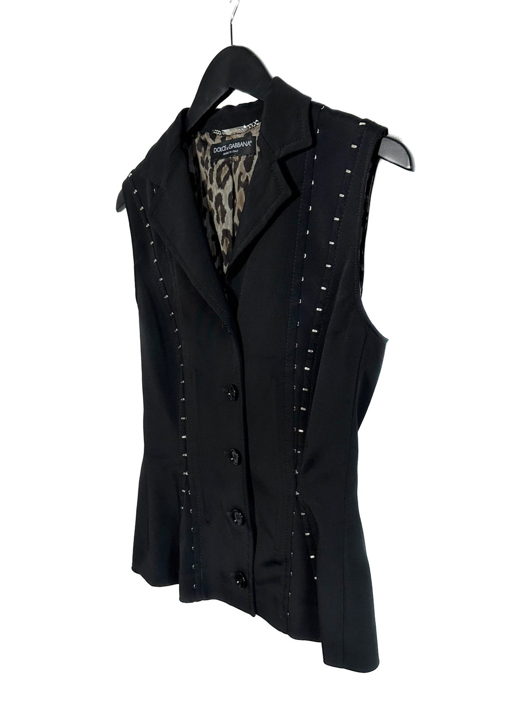 Dolce & Gabbana Black Hook & Eye Detail Buttoned Vest