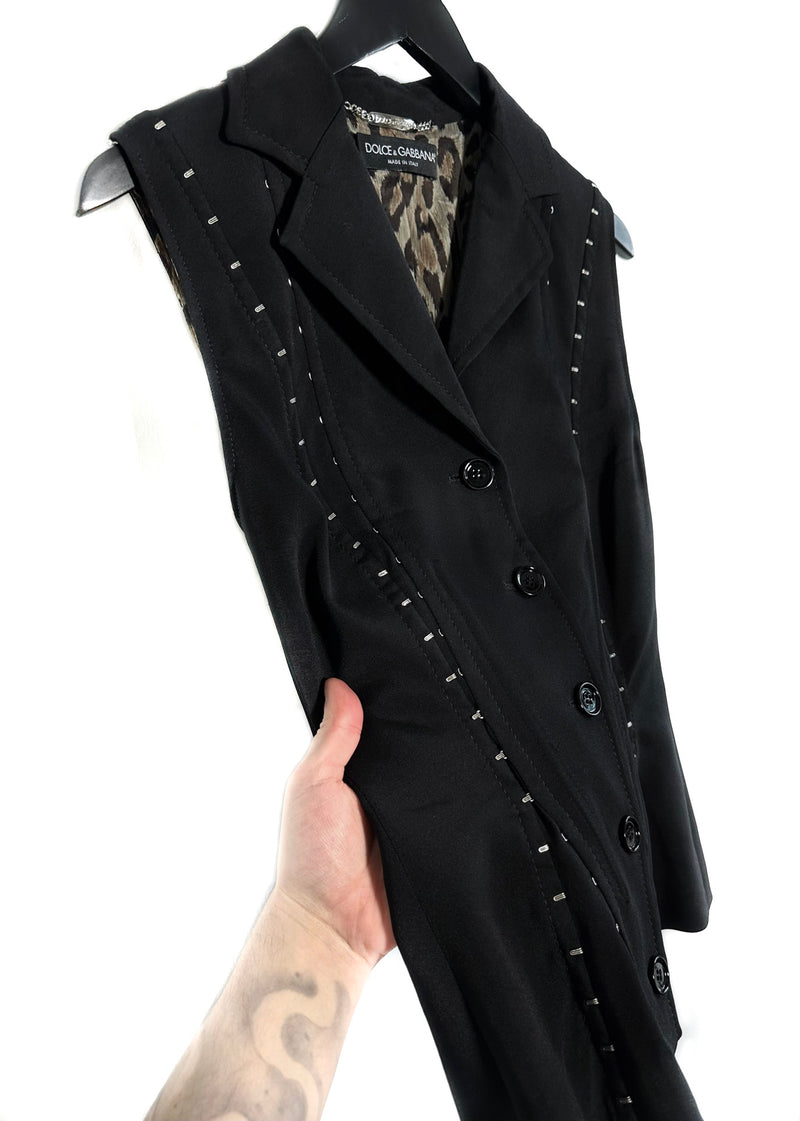 Veste noire  boutonnée Dolce & Gabbana avec détail d'attaches